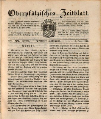 Oberpfälzisches Zeitblatt (Amberger Tagblatt) Freitag 1. Juni 1849