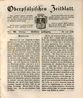 Oberpfälzisches Zeitblatt (Amberger Tagblatt) Montag 30. Juli 1849