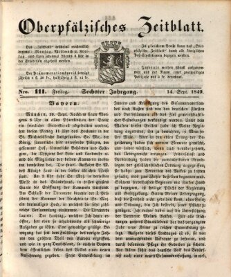 Oberpfälzisches Zeitblatt (Amberger Tagblatt) Freitag 14. September 1849