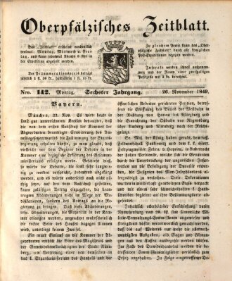 Oberpfälzisches Zeitblatt (Amberger Tagblatt) Montag 26. November 1849