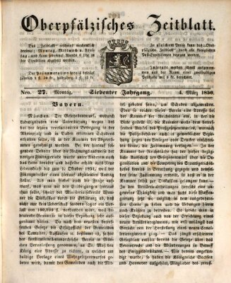 Oberpfälzisches Zeitblatt (Amberger Tagblatt) Montag 4. März 1850
