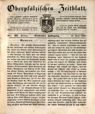 Oberpfälzisches Zeitblatt (Amberger Tagblatt) Freitag 12. April 1850