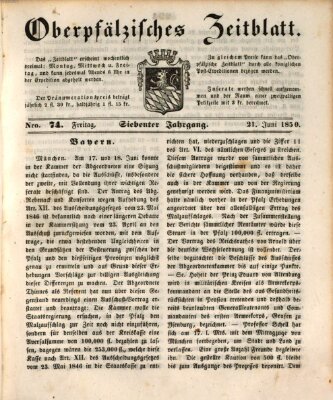 Oberpfälzisches Zeitblatt (Amberger Tagblatt) Freitag 21. Juni 1850