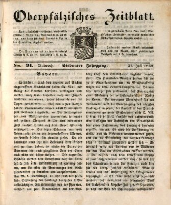 Oberpfälzisches Zeitblatt (Amberger Tagblatt) Mittwoch 31. Juli 1850