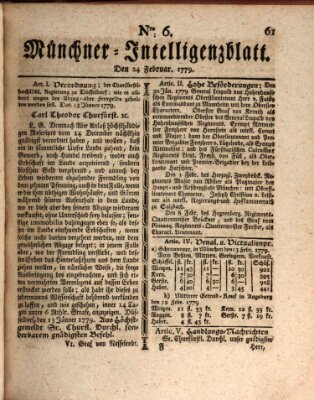 Münchner Intelligenzblatt Mittwoch 24. Februar 1779