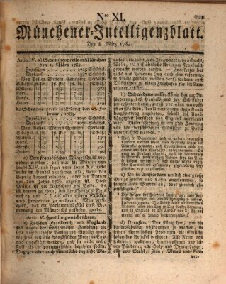 Münchner Intelligenzblatt Samstag 8. März 1783