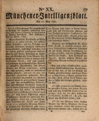 Münchner Intelligenzblatt Samstag 17. Mai 1783