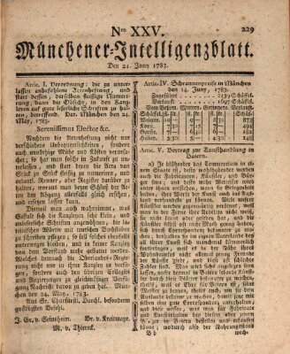 Münchner Intelligenzblatt Samstag 21. Juni 1783
