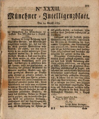 Münchner Intelligenzblatt Donnerstag 14. August 1783