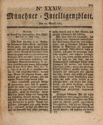 Münchner Intelligenzblatt Donnerstag 21. August 1783