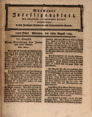 Münchner Intelligenzblatt Dienstag 18. August 1789