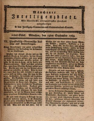 Münchner Intelligenzblatt Freitag 25. September 1789