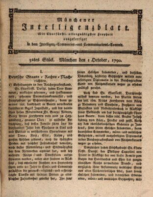 Münchner Intelligenzblatt Freitag 1. Oktober 1790