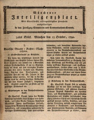 Münchner Intelligenzblatt Freitag 15. Oktober 1790