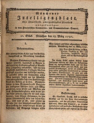 Münchner Intelligenzblatt Freitag 25. März 1791
