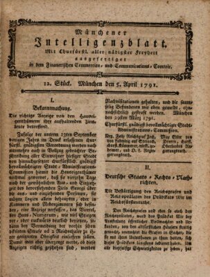 Münchner Intelligenzblatt Dienstag 5. April 1791