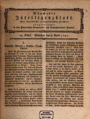 Münchner Intelligenzblatt Freitag 8. April 1791