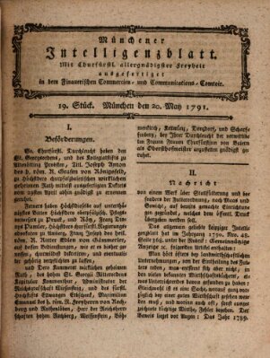 Münchner Intelligenzblatt Freitag 20. Mai 1791