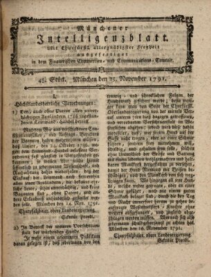 Münchner Intelligenzblatt Freitag 25. November 1791