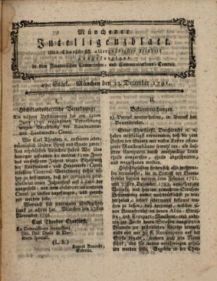 Münchner Intelligenzblatt Freitag 23. Dezember 1791