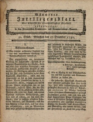 Münchner Intelligenzblatt Dienstag 27. Dezember 1791