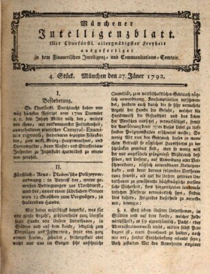 Münchner Intelligenzblatt Freitag 27. Januar 1792