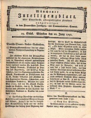 Münchner Intelligenzblatt Freitag 22. Juni 1792