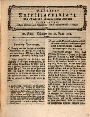 Münchner Intelligenzblatt Freitag 27. Juni 1794