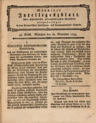 Münchner Intelligenzblatt Freitag 28. November 1794