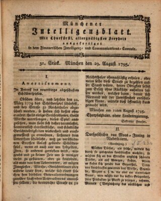 Münchner Intelligenzblatt Samstag 29. August 1795