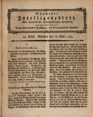 Münchner Intelligenzblatt Freitag 18. September 1795