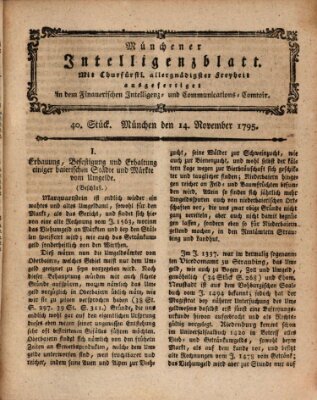 Münchner Intelligenzblatt Samstag 14. November 1795