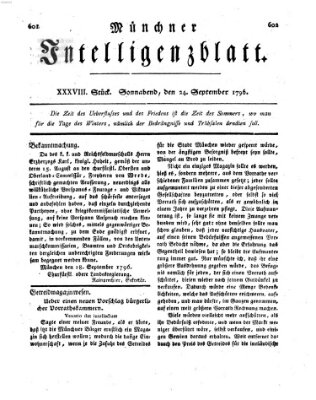 Münchner Intelligenzblatt Samstag 24. September 1796