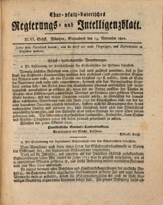 Chur-pfalz-baierisches Regierungs- und Intelligenz-Blatt (Münchner Intelligenzblatt) Samstag 14. November 1801