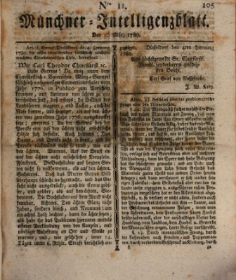 Münchner Intelligenzblatt Freitag 10. März 1780