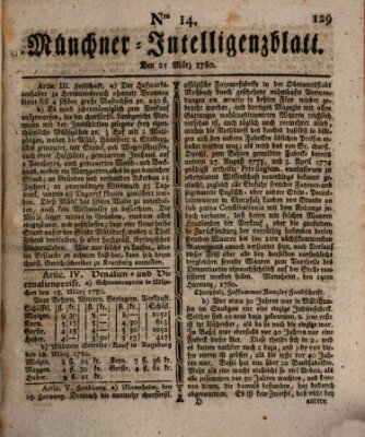 Münchner Intelligenzblatt Dienstag 21. März 1780
