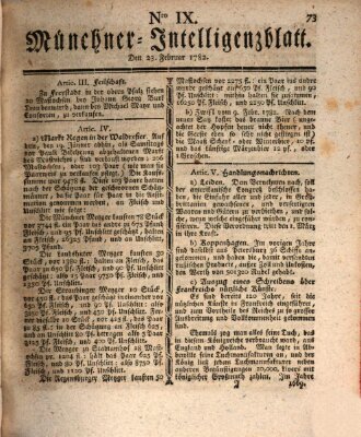 Münchner Intelligenzblatt Samstag 23. Februar 1782
