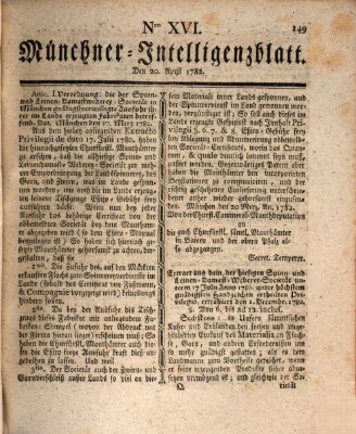 Münchner Intelligenzblatt Samstag 20. April 1782