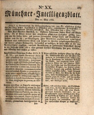Münchner Intelligenzblatt Samstag 11. Mai 1782