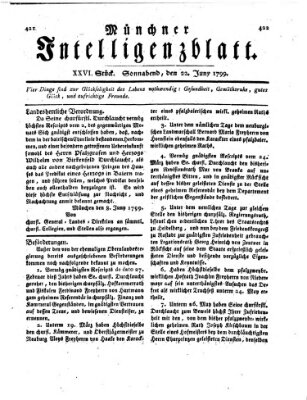 Münchner Intelligenzblatt Samstag 22. Juni 1799