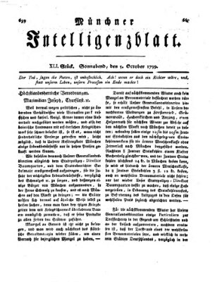 Münchner Intelligenzblatt Samstag 5. Oktober 1799