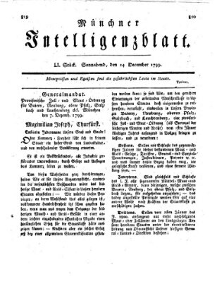 Münchner Intelligenzblatt Samstag 14. Dezember 1799