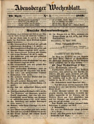 Abensberger Wochenblatt Sonntag 29. April 1849
