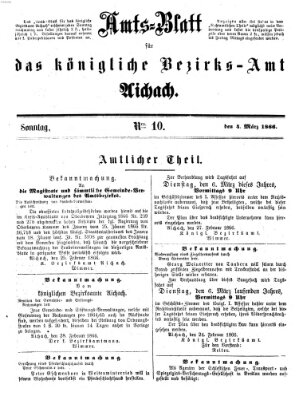 Amtsblatt für das Bezirksamt und Amtsgericht Aichach Sonntag 4. März 1866