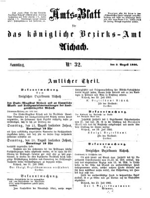 Amtsblatt für das Bezirksamt und Amtsgericht Aichach Sonntag 5. August 1866