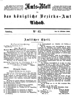Amtsblatt für das Bezirksamt und Amtsgericht Aichach Sonntag 14. Oktober 1866