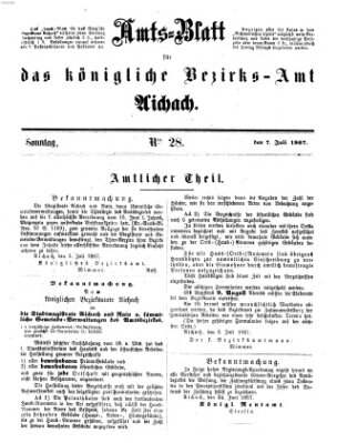 Amtsblatt für das Bezirksamt und Amtsgericht Aichach Sonntag 7. Juli 1867