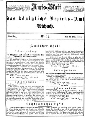 Amtsblatt für das Bezirksamt und Amtsgericht Aichach Sonntag 22. März 1868