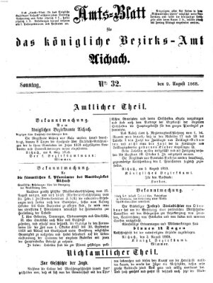 Amtsblatt für das Bezirksamt und Amtsgericht Aichach Sonntag 9. August 1868
