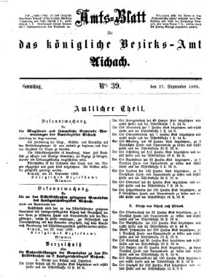 Amtsblatt für das Bezirksamt und Amtsgericht Aichach Sonntag 27. September 1868